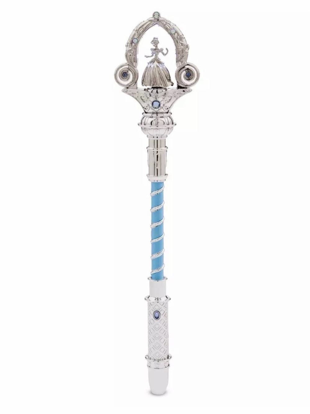 Cinderella light Up Wand 
Silver Novelty Princess Scepter with Light Blue Handle
